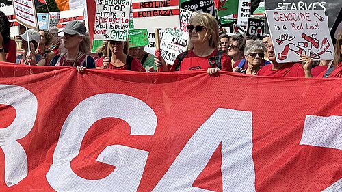 Protestors at a march for Gaza