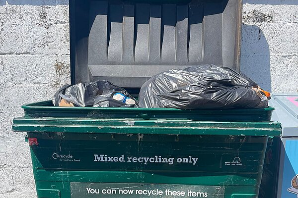 Overflowing Recycling Bin
