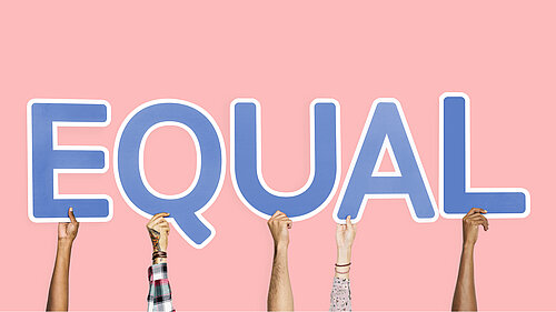 Blue Letters Forming the Word "Equal"