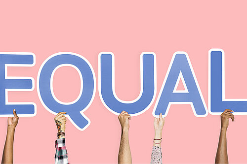 Blue Letters Forming the Word "Equal"