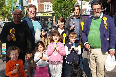 Liberal Democrat activists enjoying an ice cream