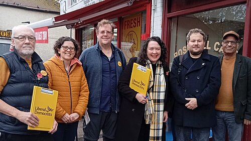The team with Lib Dem Vice-President Victoria Collins MP